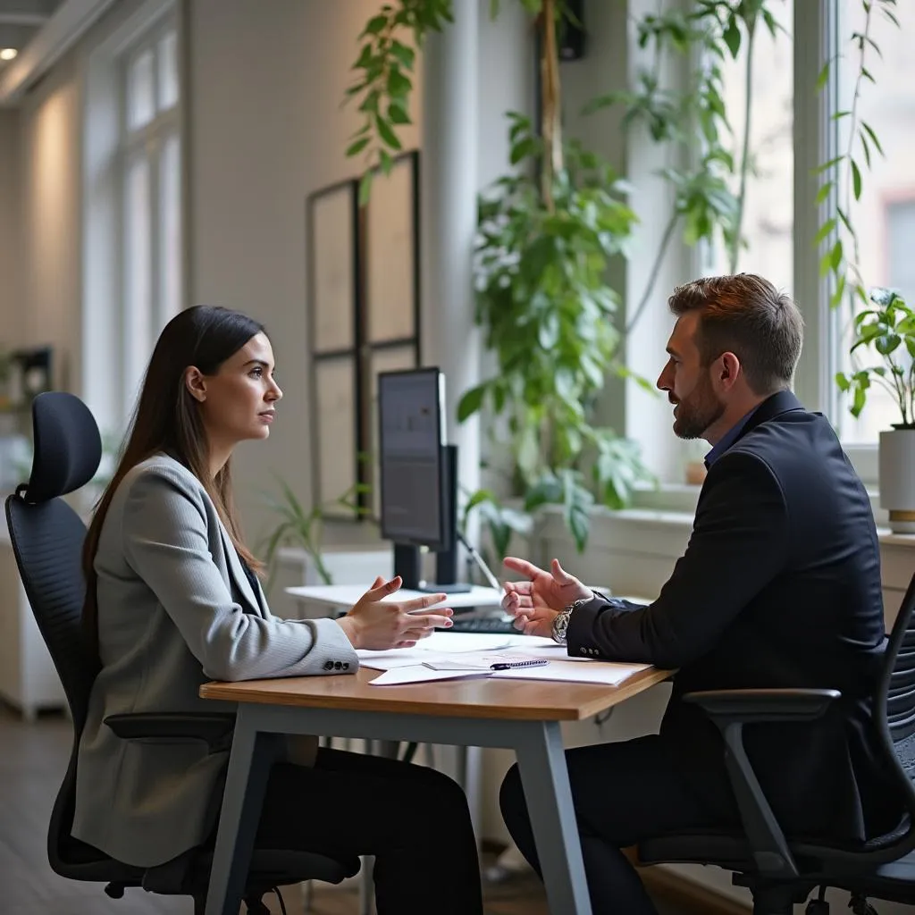 Consultant and client discussing needs