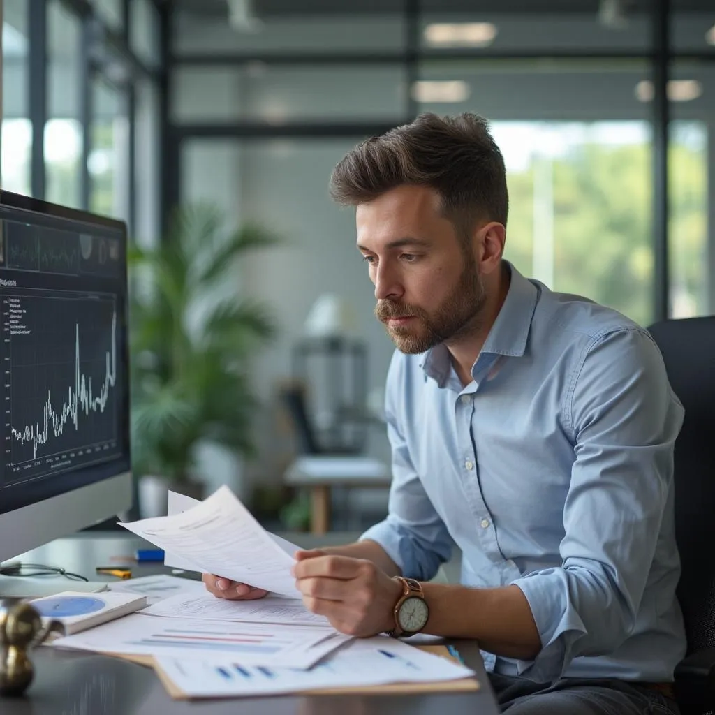 Consultant analyzing information